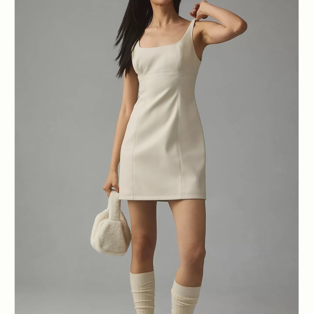 Maeve by Anthropologie Faux Leather Women's Gray Bodycon Mini Dress Size 4